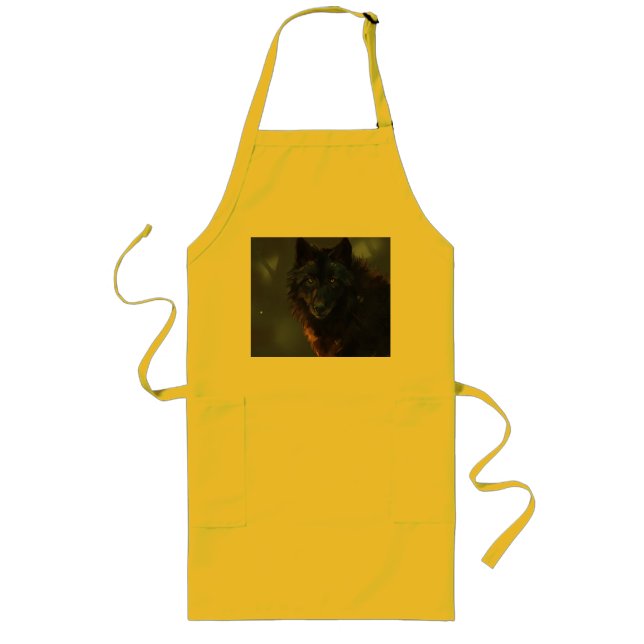 black wolf long apron (Front)