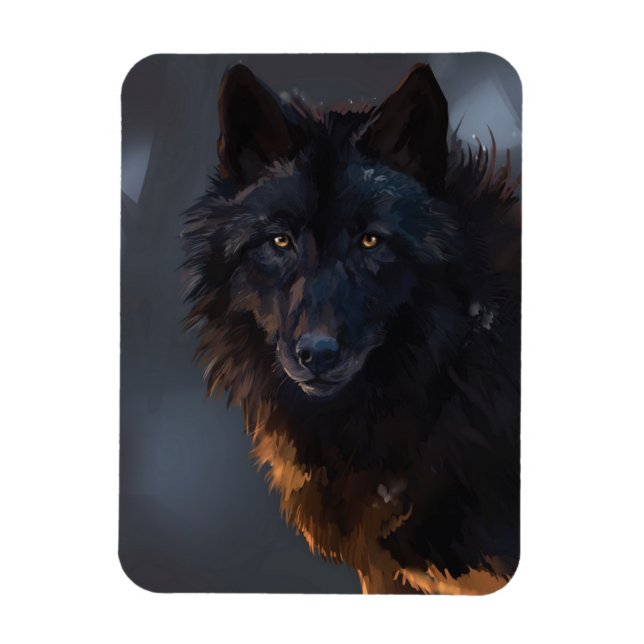 Black Wolf Magnet (Vertical)