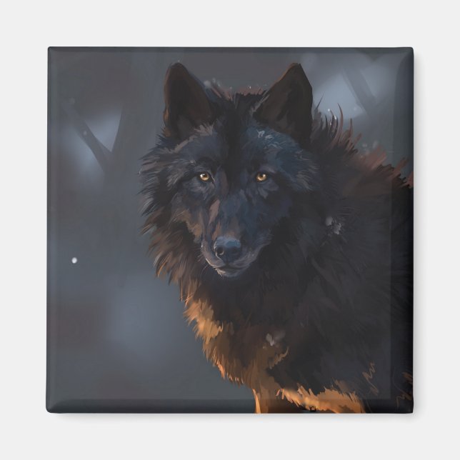 Black Wolf  Magnet (Front)