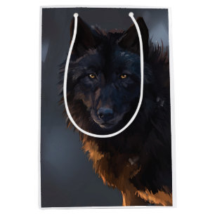 Black wolf medium gift bag