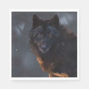 Black wolf napkin