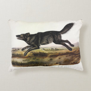 Black Wolf, or Black American Wolf (Canis Lupus) Decorative Cushion