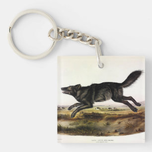 Black Wolf, or Black American Wolf (Canis Lupus) Key Ring