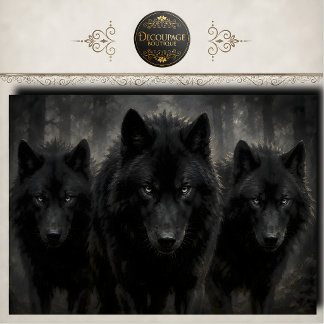 Black Wolf Pack Decoupage Tissue Paper