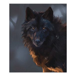 Black wolf photo print