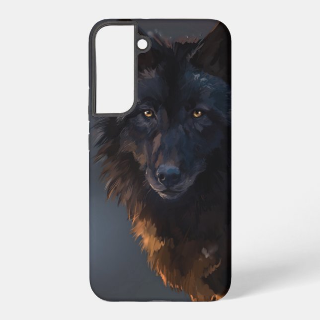 Black wolf samsung galaxy s22+ case (Back)