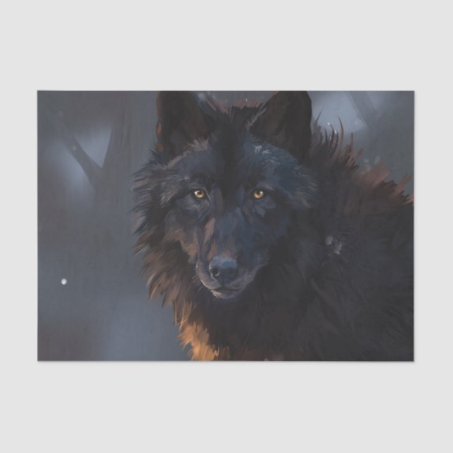 Black wolf tissue paper (Front)