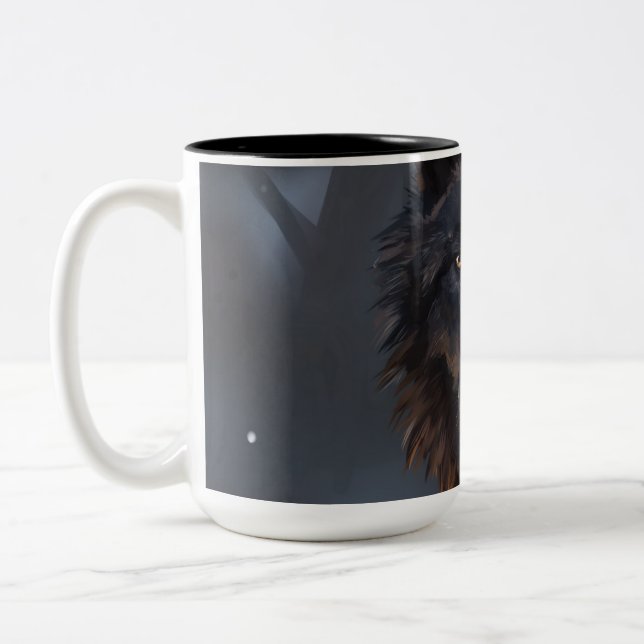 Black wolf Two-Tone coffee mug (Left)