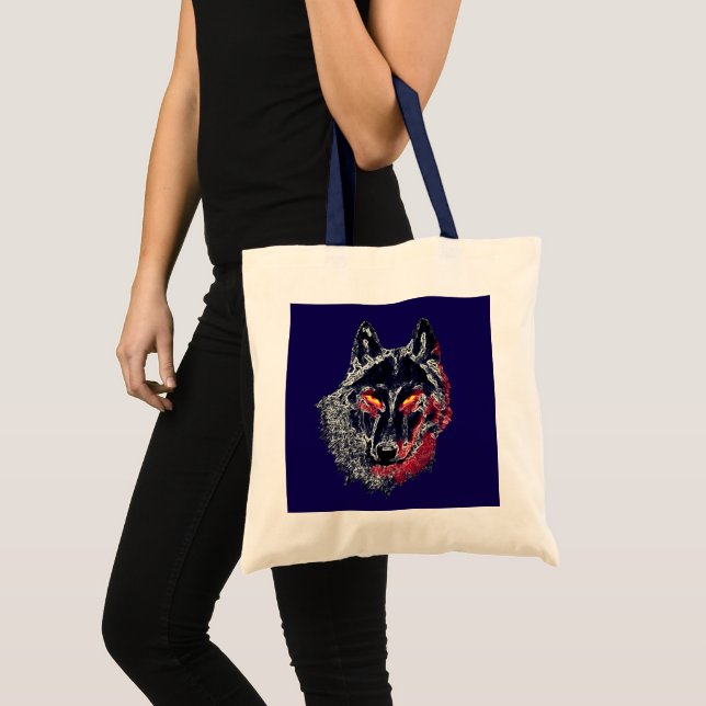Black Wolf with Red Eyes Tote Bag (Front (Product))