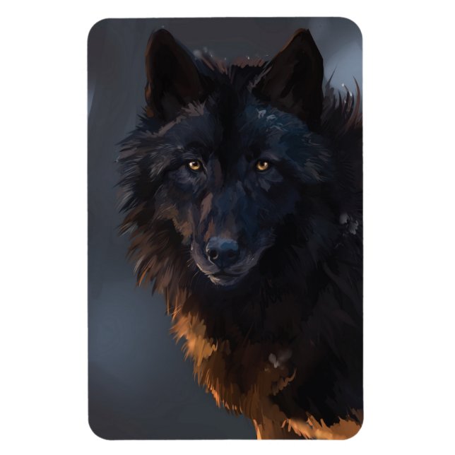 Black Wolf, wolf, wild animal, animals, big wolf,  Magnet (Vertical)