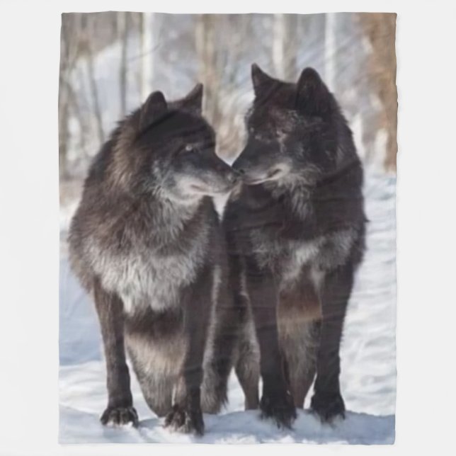 BLACK WOLVES FLEECE BLANKET (Front)