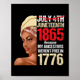 Black Woman 1865 Girl Independence Day American Poster