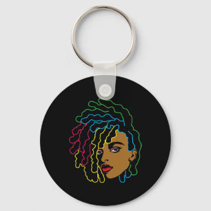 Black Woman African Afro Hair Cool Black History M Key Ring