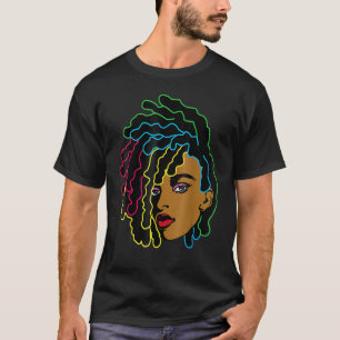 Black Woman African Afro Hair Cool Black History M T-Shirt