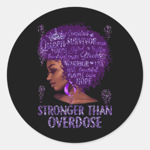 Black Woman Afro African Stronger Than Overdose Aw Classic Round Sticker