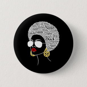 Black Woman Afro American Black History Month Prid 6 Cm Round Badge