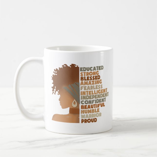 Black Woman Afro Girl Coffee Mug (Left)