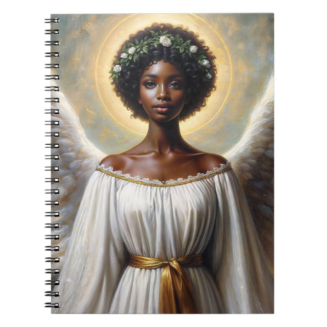 Black Woman Angel Religious Art Notebook (Front)