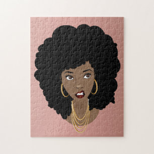 Black Woman, Annoyed Expression, Natural Hair Jigsaw Puzzle