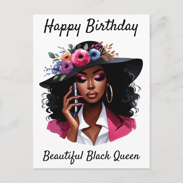 Black woman birthday card (Front)