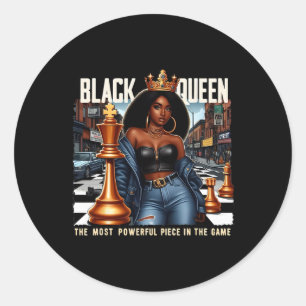 Black Woman Black Culture Black Queen Chess Empowe Classic Round Sticker