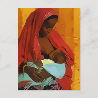 black woman breast-feeding child postcard