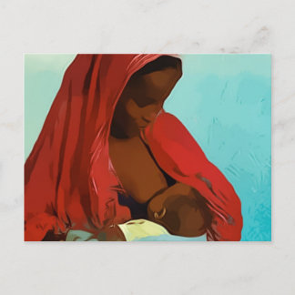 black woman breast-feeding child postcard