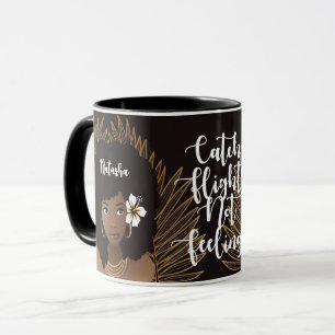 Black Woman, Catch Flights Not Feelings  Mug