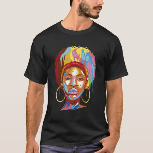 Black Woman Colour Fade Artistic Portrait T-Shirt