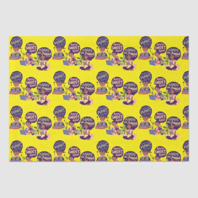 Black Woman Crazy Plant Lady, Home Sweet Home Tissue Paper (Front)