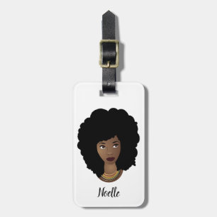 Black Woman, Enjoy the Journey, Red & White Luggage Tag