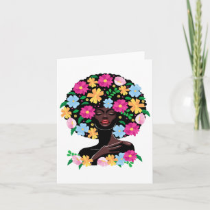 Black Woman Flower Hair Afro Girl Black History Ju Card