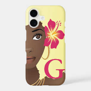 Black Woman, Flower in Her Blonde Afro, Monogram