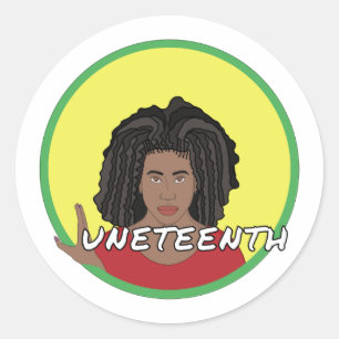 Black Woman forming the letter J for Juneteenth Classic Round Sticker