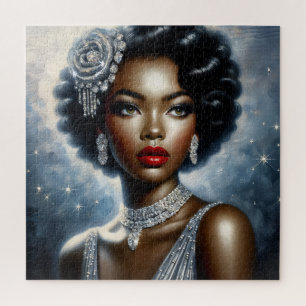 Black Woman Glamour Portrait Art Jigsaw Puzzle