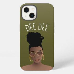 Black Woman, Gold Shades & High Bun, Olive Green iPhone 13 Case