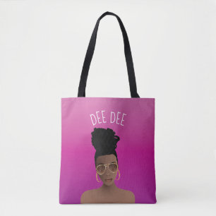 Black Woman, Gold Shades & High Bun, Pink Magenta Tote Bag