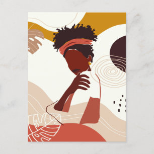 Black Woman Illustration Art, Portrait Print Postcard