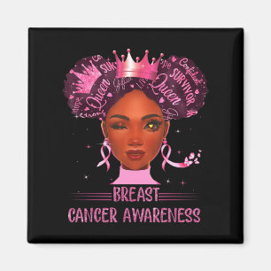 Black Woman In October We Wear Pink Breast Cancer Magnet