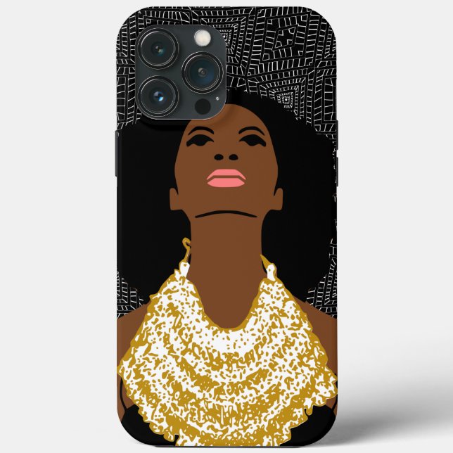 Black Woman Looking Up With Tribal Necklace Case-Mate iPhone Case (Back)