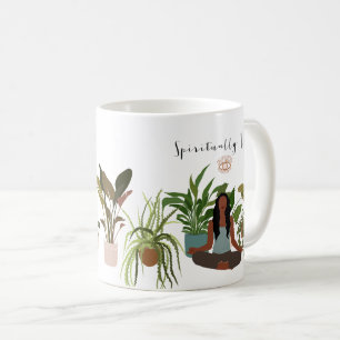 Black Woman Meditating Houseplants  Coffee Mug
