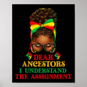Black Woman Messy Bun Dear Ancestors Celebrate Jun Poster
