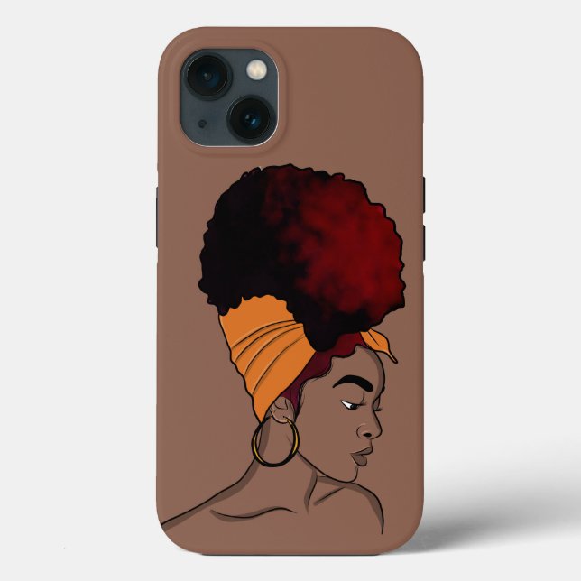 Black Woman, Natural Beauty, Wrapped Hair Case-Mate iPhone Case (Back)