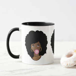 Black Woman, Natural Hair Beauties, Flower & Gum Mug