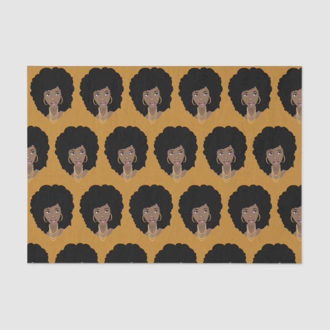 Black Woman, Natural Hair, Mustard Yellow Tissue Paper (Front)