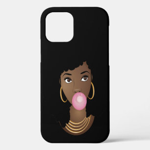 Black Woman, Natural Hair, Popping Pink Bubblegum iPhone 12 Case
