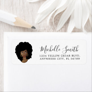 Black Woman, Natural Hair Return Address Label