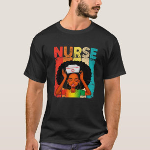 Black Woman Nurse Afro Black History Month Junenth T-Shirt