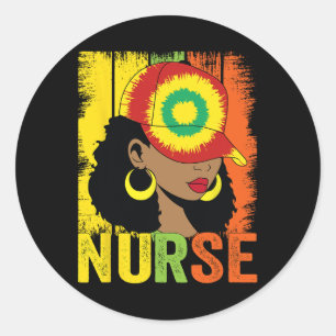 Black Woman Nurse Afro Melanin Vintage Black Histo Classic Round Sticker
