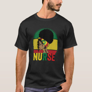 Black Woman Nurse Afro Melanin Vintage Black Histo T-Shirt